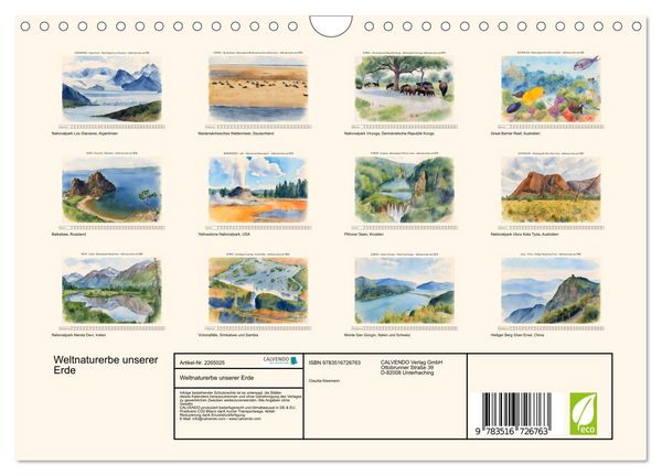 Produktbild: Weltnaturerbe unserer Erde (Wandkalender 2026 DIN A4 quer), CALVENDO Monatskalender