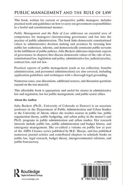 Produktbild: Public Management and the Rule of Law