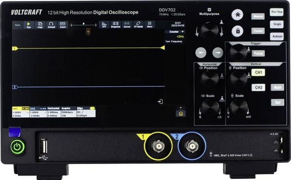 VOLTCRAFT DOV702 Digital-Oszilloskop 70 MHz 2-Kanal 1.25 GSa/s 50 Mpts 12 Bit Digital-Speicher (DSO) 1 St.