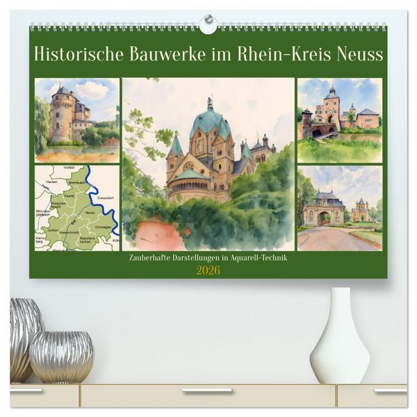 Produktbild: Historische Bauwerke im Rhein-Kreis Neuss (hochwertiger Premium Wandkalender 2026 DIN A2 quer), Kunstdruck in Hochglanz