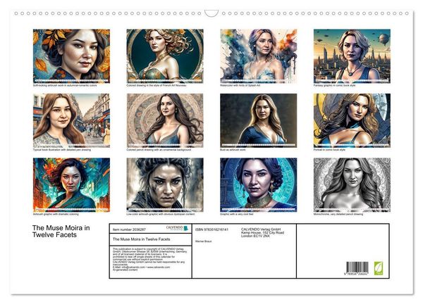 Produktbild: The Muse Moira in Twelve Facets (Wall Calendar 2026 DIN A2 landscape), CALVENDO 12 Month Wall Calendar