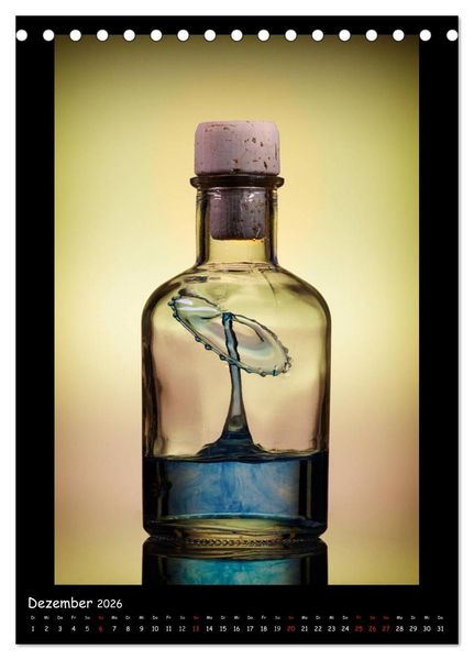Produktbild: Au&szlig;ergew&ouml;hnliche Kunst - Wasser Tropfenfotografie (Tischkalender 2026 DIN A5 hoch), CALVENDO Monatskalender