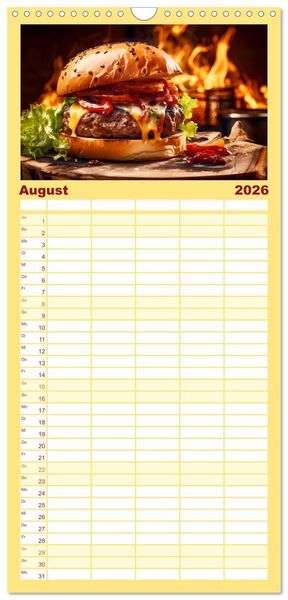 Produktbild: Familienplaner 2026 - BBQ Feuerzauber - Grillkalender mit 5 Spalten (Wandkalender, 21 x 45 cm) CALVENDO