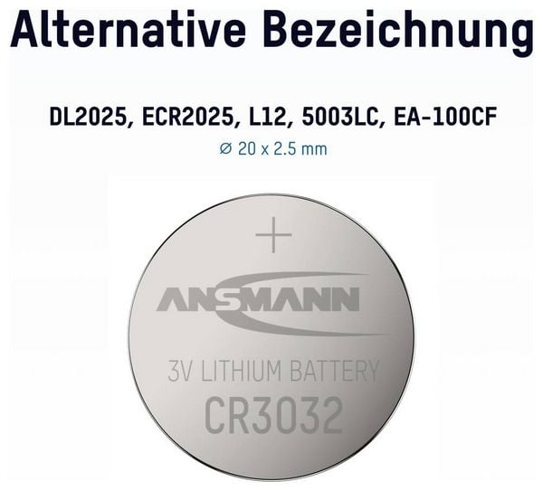 Produktbild: Ansmann Knopfzelle CR3032 3V 1 St. 550 mAh Lithium