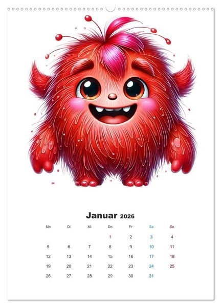 Produktbild: Kuschelmonsterzeit (hochwertiger Premium Wandkalender 2026 DIN A2 hoch), Kunstdruck in Hochglanz
