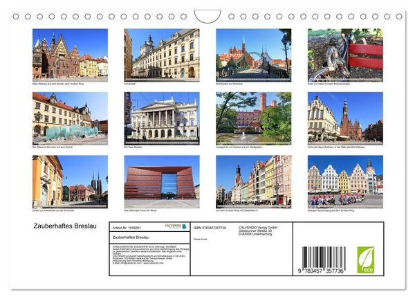 Produktbild: Zauberhaftes Breslau (Wandkalender 2026 DIN A4 quer), CALVENDO Monatskalender