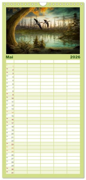 Produktbild: Familienplaner 2026 - Geheimnisse des alten Waldes mit 5 Spalten (Wandkalender, 21 x 45 cm) CALVENDO