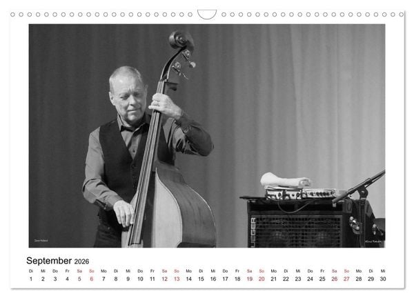 Produktbild: Internationale Meister des Jazz in Schwarzwei&szlig; (Wandkalender 2026 DIN A3 quer), CALVENDO Monatskalender