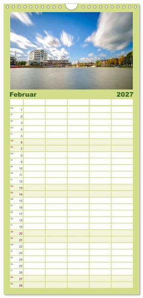 Produktbild: Familienplaner 2027 - Ein Blick auf Leer (Ostfriesland) mit 5 Spalten (Wandkalender, 21 x 45 cm) CALVENDO