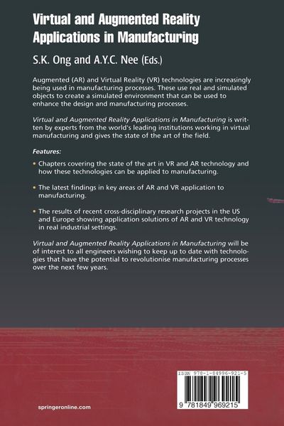 Produktbild: Virtual and Augmented Reality Applications in Manufacturing