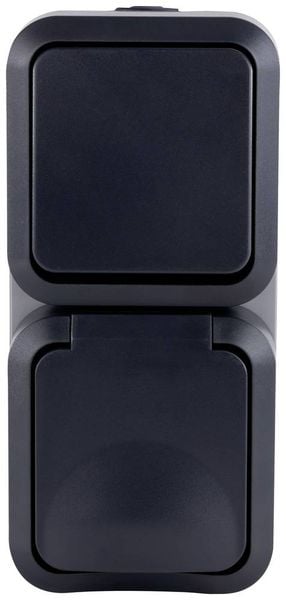 Produktbild: REV Komplett Schalter/Steckdosen Kombination AquaStorm Hellgrau, Schwarz 0004860400 1St.