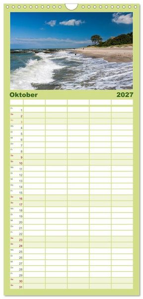 Produktbild: Familienplaner 2027 - Ostsee, Fischland-Dar&szlig; mit 5 Spalten (Wandkalender, 21 x 45 cm) CALVENDO
