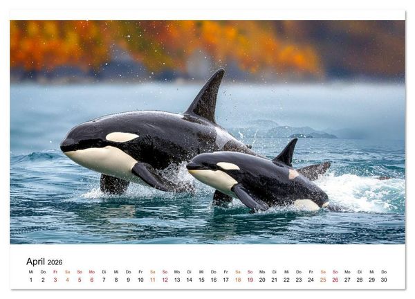 Produktbild: Orcas - ein Jahr voller Meer (Wandkalender 2026 DIN A3 quer), CALVENDO Monatskalender