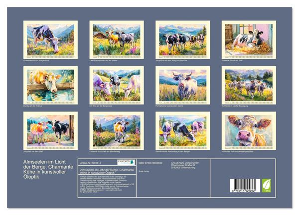 Produktbild: Almseelen im Licht der Berge. Charmante K&uuml;he in kunstvoller &Ouml;loptik (Wandkalender 2026 DIN A3 quer), CALVENDO Monatskalender