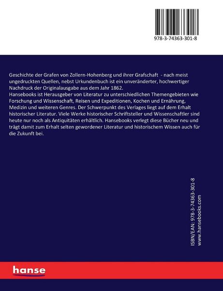 Produktbild: Geschichte der Grafen von Zollern-Hohenberg und ihrer Grafschaft