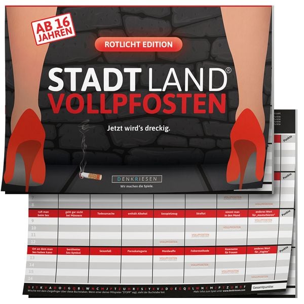 Denkriesen - Stadt Land Vollpfosten® - Rotlicht Edition 'jetzt Wird's Dreckig.' - A4