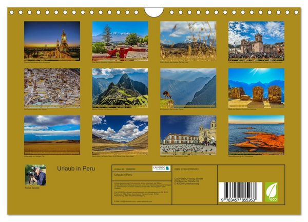 Produktbild: Urlaub in Peru (Wandkalender 2026 DIN A4 quer), CALVENDO Monatskalender
