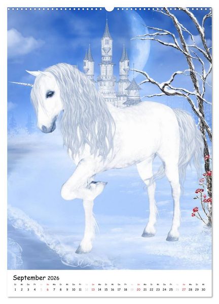 Produktbild: Einhorn und Pegasus (Wandkalender 2026 DIN A2 hoch), CALVENDO Monatskalender