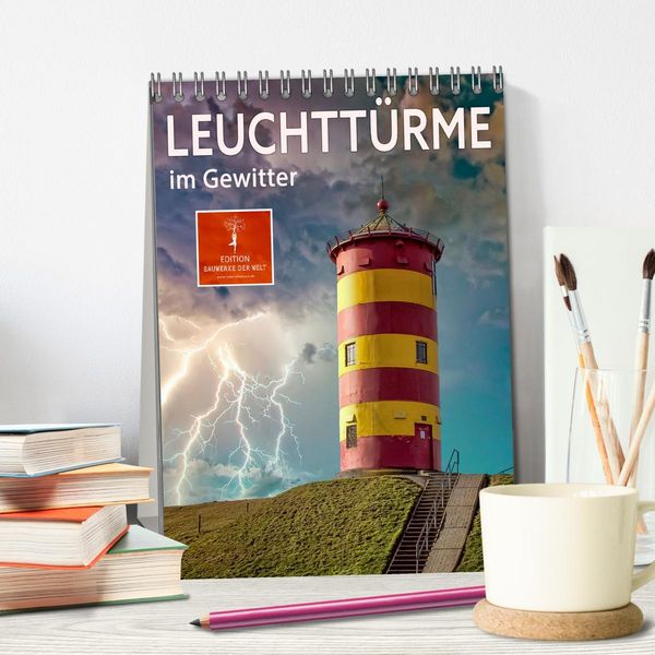 Produktbild: Leuchtt&uuml;rme im Gewitter (Tischkalender 2026 DIN A5 hoch), CALVENDO Monatskalender