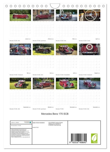 Produktbild: Mercedes Benz 170 SCB (Wandkalender 2026 DIN A4 hoch), CALVENDO Monatskalender