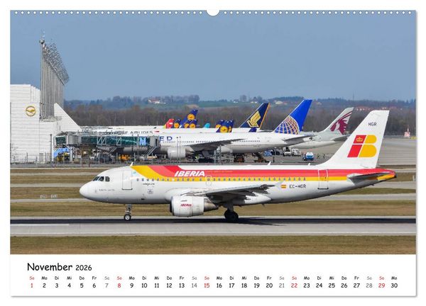 Produktbild: Airliner in M&uuml;nchen / 2026 (Wandkalender 2026 DIN A2 quer), CALVENDO Monatskalender