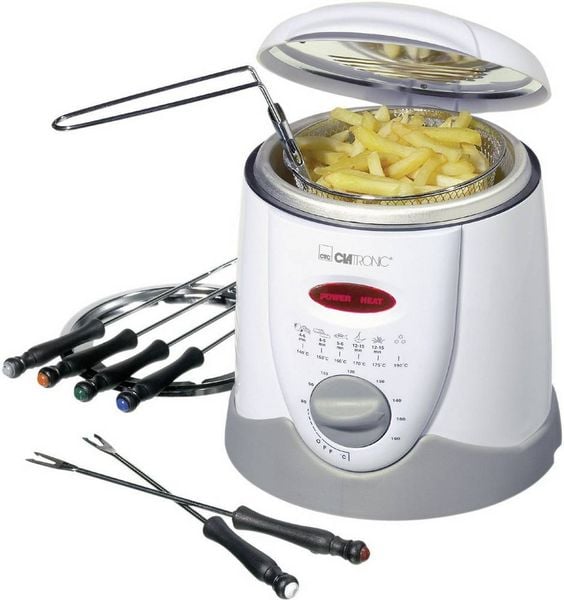 Clatronic FFR 2916 Fondue-Fritteuse 840W mit manueller Temperatureinstellung Weiß, Grau