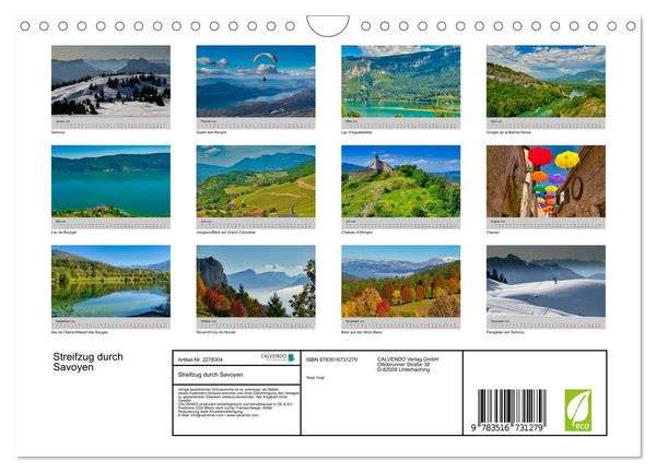Produktbild: Streifzug durch Savoyen (Wandkalender 2026 DIN A4 quer), CALVENDO Monatskalender