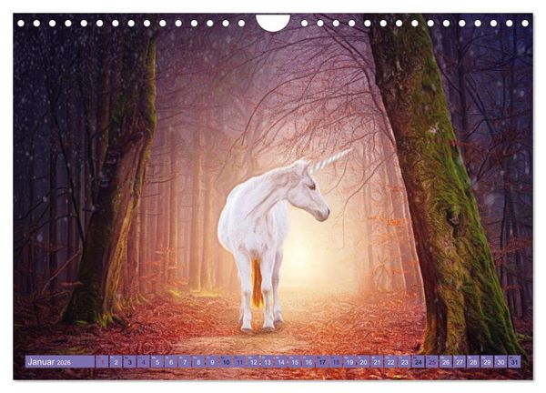 Produktbild: Einhorn Welt - vertr&auml;umte Einhornbilder (Wandkalender 2026 DIN A4 quer), CALVENDO Monatskalender