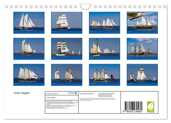 Produktbild: Unter Segeln (Wandkalender 2026 DIN A4 quer), CALVENDO Monatskalender