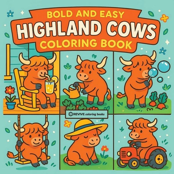 Produktbild: Bold & Easy Highland Cows Coloring Book