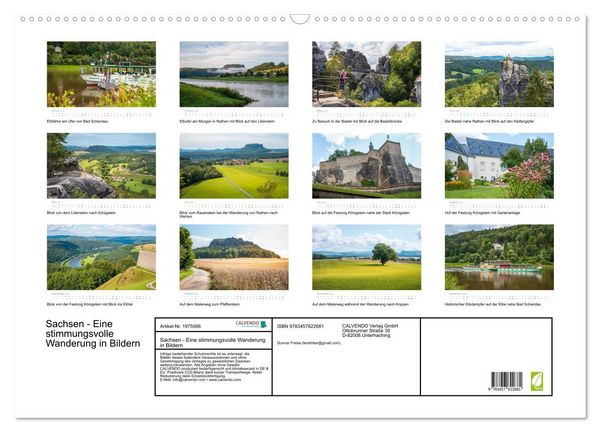 Produktbild: Sachsen - Eine stimmungsvolle Wanderung in Bildern (Wandkalender 2026 DIN A2 quer), CALVENDO Monatskalender