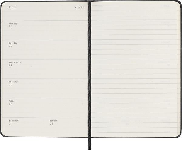 Produktbild: Moleskine 12 Monate Wochen Notizkaledner 2027, Pocket/A6, 1 Wo = 1 Seite, rechts linierte Seite, fester Einband, Schwarz