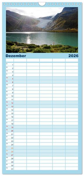 Produktbild: Familienplaner 2026 - Norwegen - Hurtigruten mit 5 Spalten (Wandkalender, 21 x 45 cm) CALVENDO