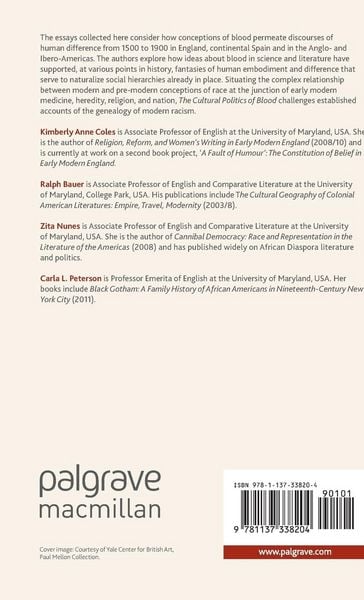 Produktbild: The Cultural Politics of Blood, 1500-1900