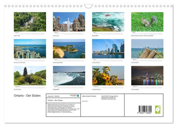 Produktbild: Ontario - Der S&uuml;den (Wandkalender 2026 DIN A3 quer), CALVENDO Monatskalender