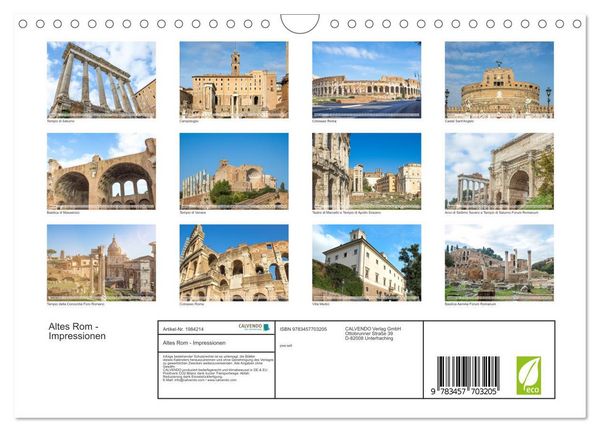 Produktbild: Altes Rom - Impressionen (Wandkalender 2026 DIN A4 quer), CALVENDO Monatskalender