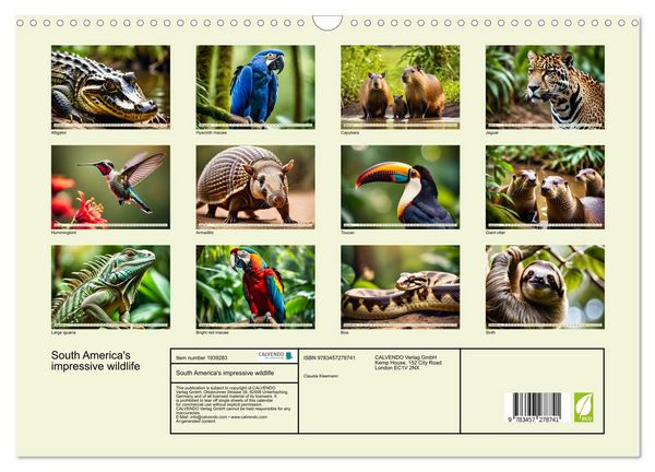 Produktbild: South America's impressive wildlife (Wall Calendar 2026 DIN A3 landscape), CALVENDO 12 Month Wall Calendar