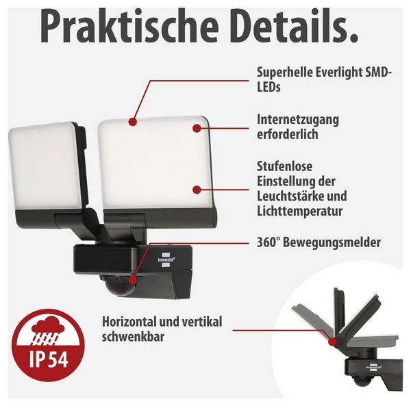 Produktbild: Brennenstuhl brennenstuhl&reg;Connect 1179060020 LED-Au&szlig;enstrahler 36W Leuchtfarben: Wei&szlig;