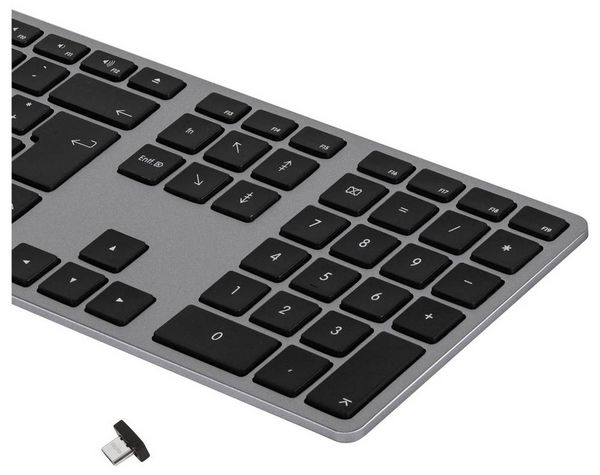 Produktbild: Matias FK418DCB-DE Wireless USB-C&reg; Aluminum Keyboard for Mac Kabellos Tastatur Deutsch, QWERTZ, Mac Space Grau