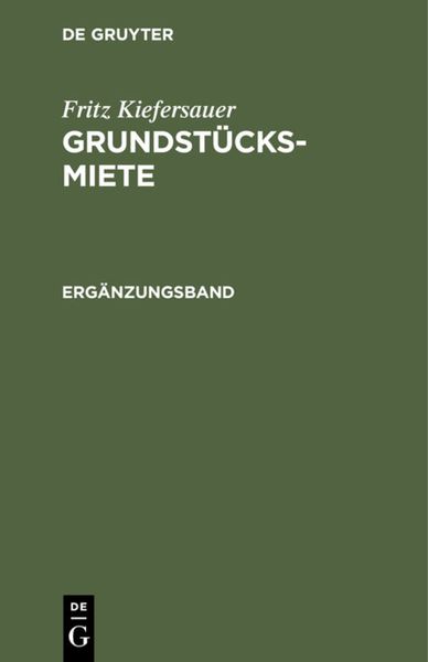 Produktbild: Fritz Kiefersauer: Grundst&uuml;cksmiete / Erg&auml;nzungsband