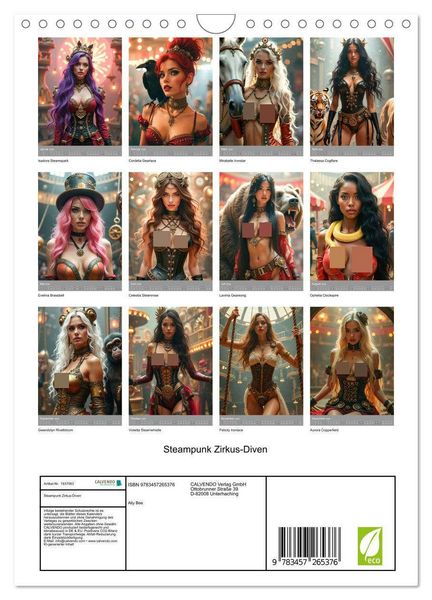 Produktbild: Steampunk Zirkus-Diven (Wandkalender 2026 DIN A4 hoch), CALVENDO Monatskalender