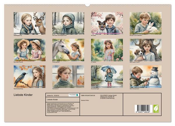 Produktbild: Liebste Kinder (hochwertiger Premium Wandkalender 2026 DIN A2 quer), Kunstdruck in Hochglanz