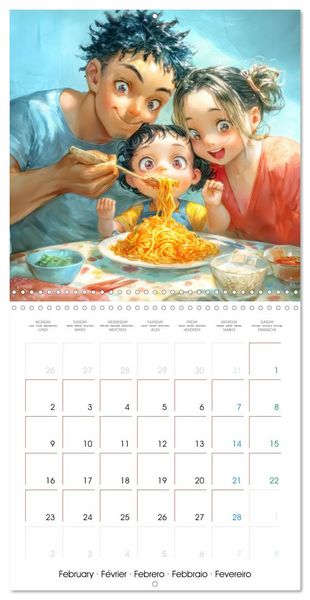 Produktbild: En famille ou entre amis - Inspir&eacute; du style Manga (Calendrier mural carr&eacute; 2026 30x30 cm) Calendrier double avec une page pour vos prises de notes