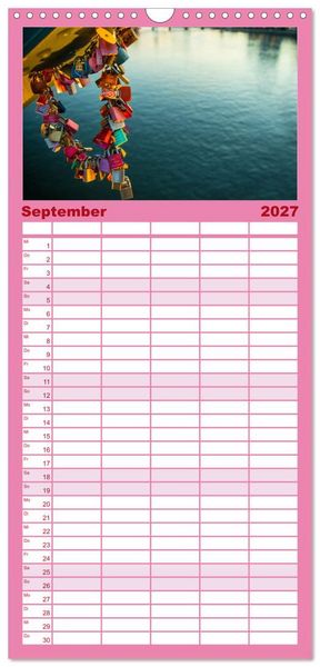 Produktbild: Familienplaner 2027 - Liebesschl&ouml;sser, Ich liebe Dich mit 5 Spalten (Wandkalender, 21 x 45 cm) CALVENDO