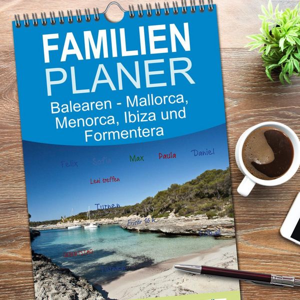 Produktbild: Familienplaner 2026 - Balearen - Mallorca, Menorca, Ibiza und Formentera mit 5 Spalten (Wandkalender, 21 x 45 cm) CALVENDO