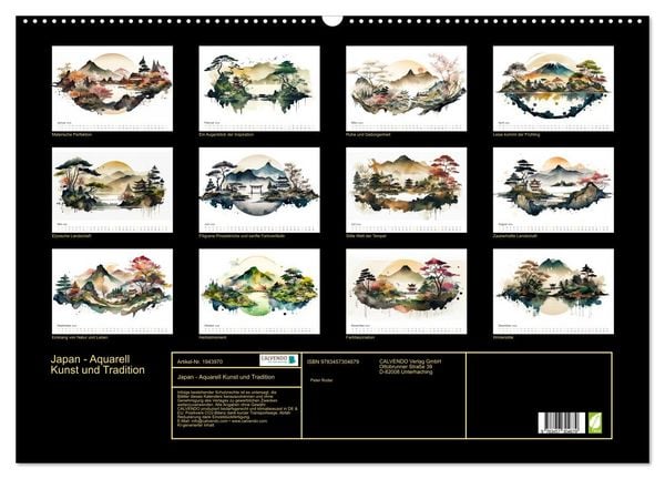 Produktbild: Japan - Aquarell Kunst und Tradition (Wandkalender 2026 DIN A2 quer), CALVENDO Monatskalender