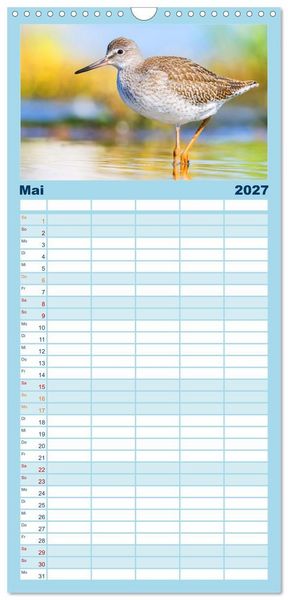 Produktbild: Familienplaner 2027 - Limikolen - Watv&ouml;gel aus Europa mit 5 Spalten (Wandkalender, 21 x 45 cm) CALVENDO