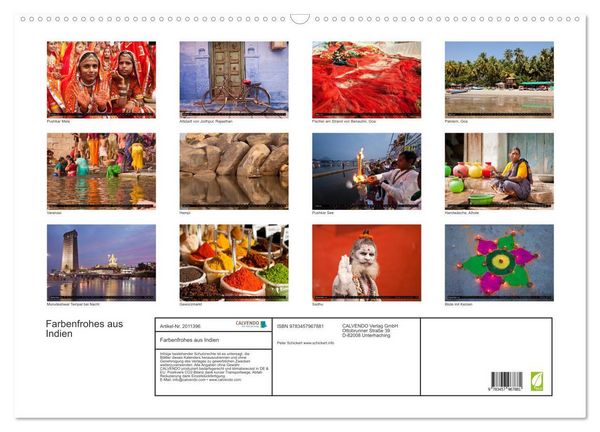Produktbild: Farbenfrohes aus Indien (Wandkalender 2026 DIN A2 quer), CALVENDO Monatskalender