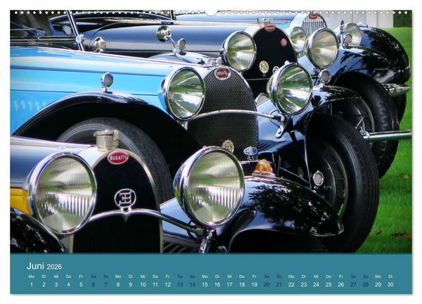Produktbild: Bugatti - fahrende Kunstwerke (hochwertiger Premium Wandkalender 2026 DIN A2 quer), Kunstdruck in Hochglanz