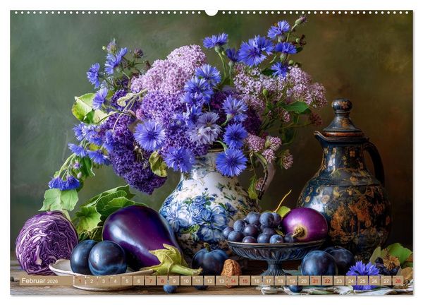 Produktbild: Bloom und Bite. KI mixt Blumen, Obst und Gem&uuml;se (Wandkalender 2026 DIN A2 quer), CALVENDO Monatskalender